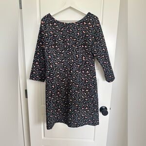 Black and Pink A-Line Dress with Long Sleeves